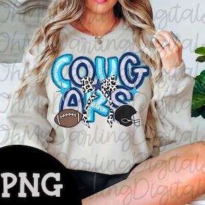 Cougars PNG: Columbia Blue & Navy, Leopard Bow - Team Spirit (Digital Download)