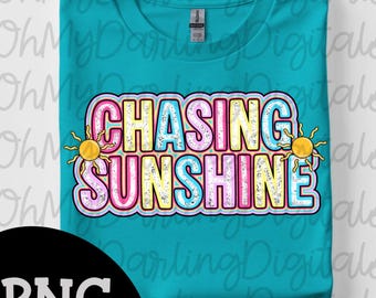 Chasing Sunshine PNG: Retro Summer Sublimation Design (Digital Download