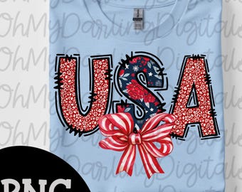 Floral USA T-Shirt Design: Patriotic Bow PNG (Digital Download)