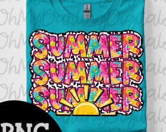 Floral Leopard Sommer PNG: Retro Sonne Grafik (Digitaler Download)