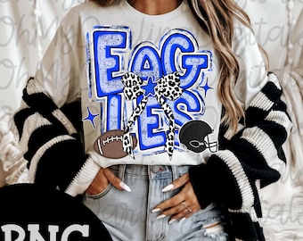 Eagles Football PNG: Leopard Bow, Royal Blue Team Spirit (Digital Download