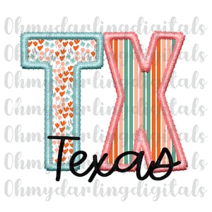 Texas faux embroidery png/floral png/state png/digital download