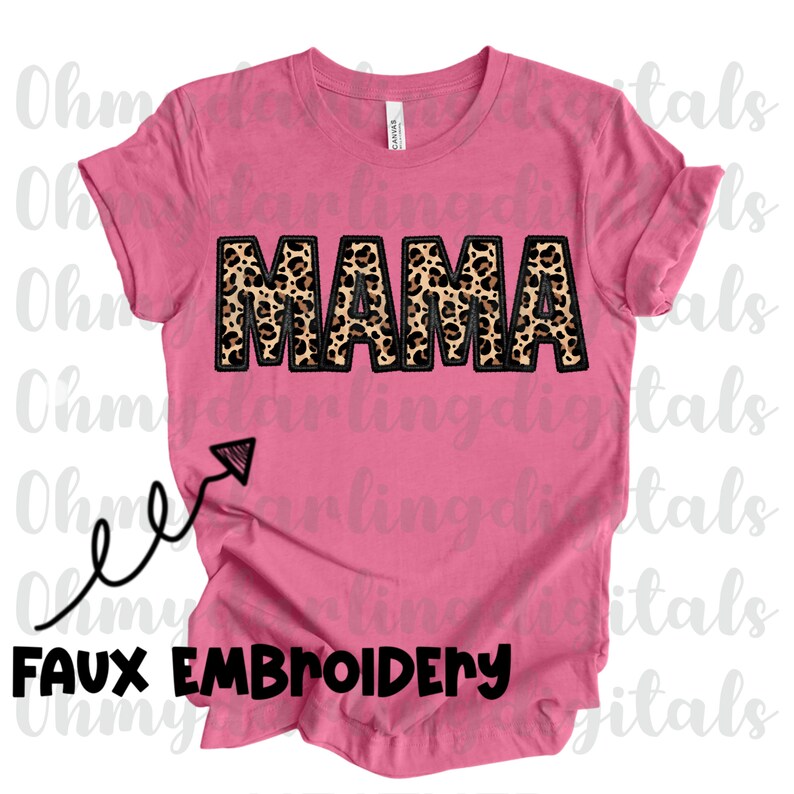 Mama Faux Embroidery Png/leopard/animal Print/digital Download Etsy
