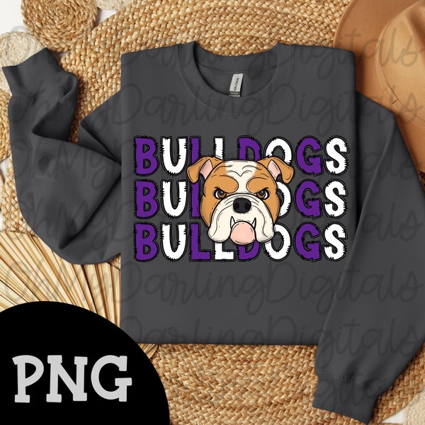 Bulldogs png/doodle art/team spirit png/school mascot/sport png/purple and white/digital download