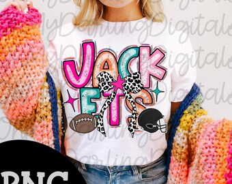 Retro Team Spirit PNG: Leopard Bow Jackets Graphic (Digital Download)