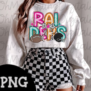Raiders Png|Football Png|Colorful Retro Team Graphic|Leopard Bow|Preppy Raiders Png|Team Spirit Png|School Mascot|Sport Png|Game Day Png
