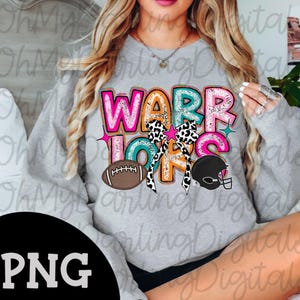 Warriors Png|Football Png|Colorful Retro Team Graphic|Leopard Bow|Preppy Warriors Png|Team Spirit Png|School Mascot|Sport Png|Game Day Png