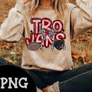 Trojans Png|Football Png|Red Trojans Team Graphic|Leopard Bow|Preppy Trojans Png|Team Spirit Png|School Mascot|Sport Png|Game Day Png