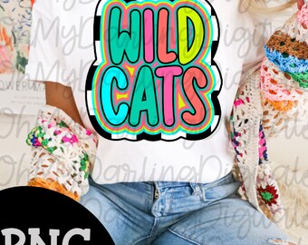 Wildcats Png|Colorful Summer Team|Team Spirit Png|School Mascot Png|Retro Checkered|School Spirit Graphic|Sports Png|Teacher Graphic|Digital