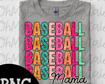 Baseball Mama PNG: Retro Game Day Graphic (Digital Download