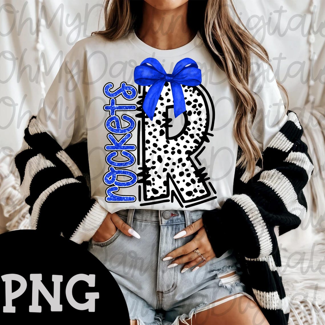 Preppy Rockets Rockets Dalmatian Print PNG: Preppy Team Spirit Graphic (digital ...