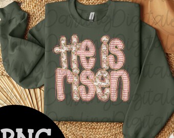 He is risen png/Easter png/Jesus png/Christian/bible/shabby chic/floral/gold glitter/girly/aesthetic/preppy/coquette/tshirt png/digital