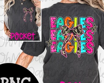Eagles Team Spirit PNG: Camo Bow, Stars, Colorful Graphic (Digital Download)