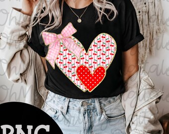 Hearts png/Cherries/polka dots/Valentines png/bow/Preppy/Girly/Aesthetic/Coquette/Vday/tshirt png/digital download