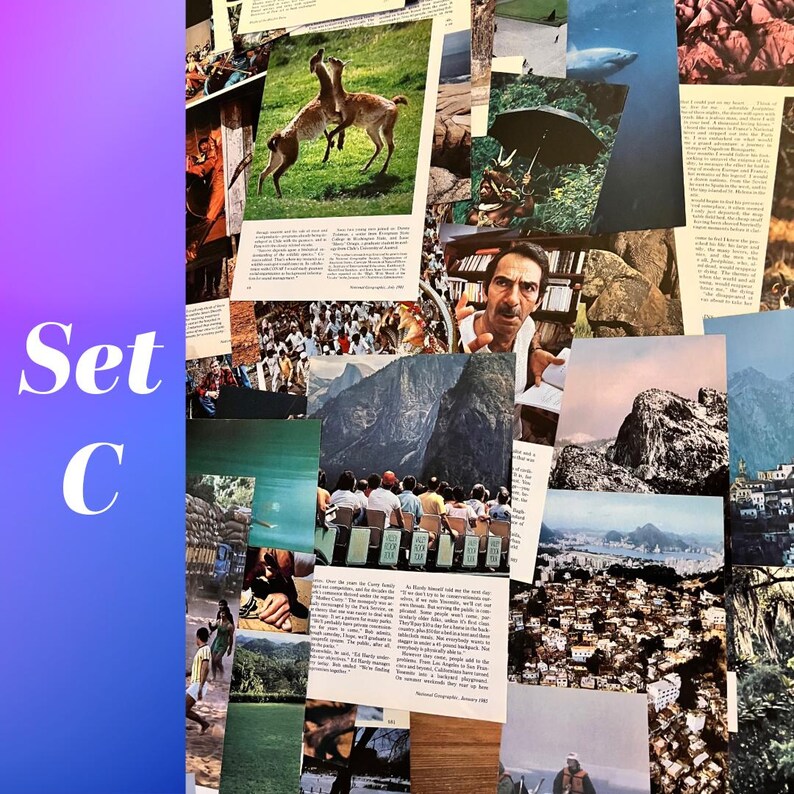 May include: A collage of images featuring various landscapes, animals, and people. The collage includes a photo of a mountain range, a photo of a group of people sitting in a row, a photo of a city, and a photo of a group of animals in a field.