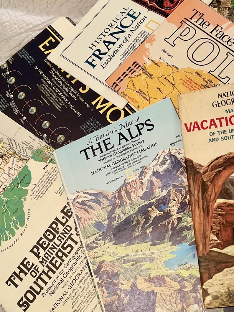 1960s, 70s, & 80s Vintage National Geographic Map Inserts - Etsy