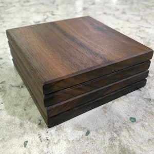 Handmade Walnut Wood Coaster Set: Minimalist Modern Decor