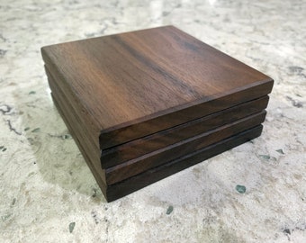 Handmade Walnut Wood Coaster Set: Minimalist Modern Decor