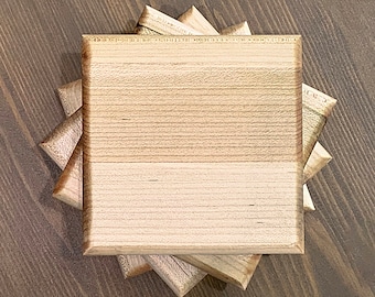 Handmade Maple Drink Coasters: Modern Home Decor, Set of 4