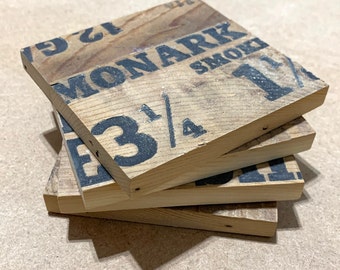 Upcycled Ammo Crate Wood Coasters: Rustic Military Decor, Set of 4