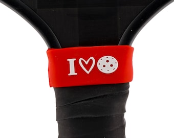 I Love Pickleball Paddle Grip Band – Silicone, 10 Colors