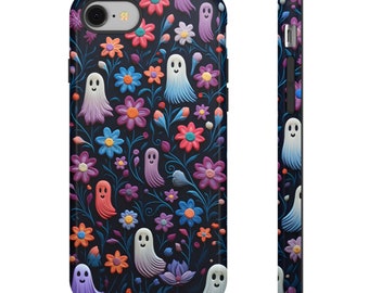 Happy Little Spooky Clay Ghosts in Flowers Phone Case | Cute and Spooky Ghost Floral Phone Case | iPhone 16 | Pixel | Samsung