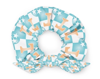 TN Vols Recycled Bow Scrunchie - pool blue