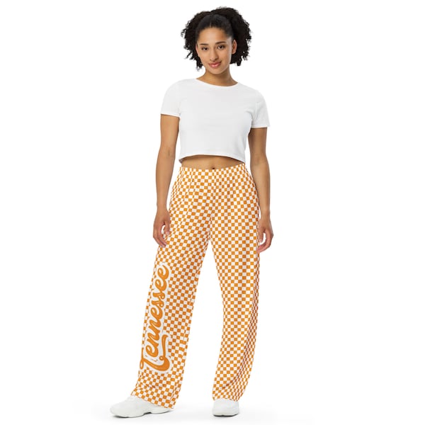 TN Tennessee Wide-Leg Pants Unisex (Größen XXS - 6XL) Schachbrett Orange Vols Lounge Hose