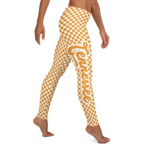 TN Tennessee Leggings Womens (sizes XS - XL) checkerboard orange vols athletic yoga pajamas