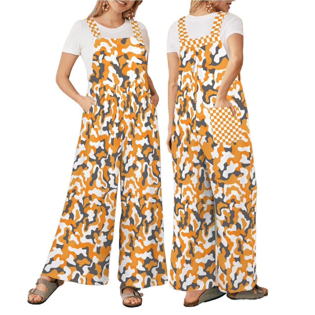 Womens Camo Bib Overalls, Tennessee Orange Team Spirit Romper