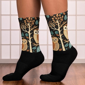 Boho Nighttime Owl Socks | Fantasy and Forest Themed Socks for Adults
