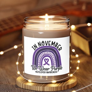 Epilepsy Awareness Candle, Epilepsy Support Candle, Gift for Epilepsy, Epilepsy Purple Ribbon Gift, Epilepsy Warrior Candle, Epilepsy Mom