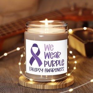 Epilepsy Awareness Candle, Epilepsy Support Candle, Gift for Epilepsy, Epilepsy Purple Ribbon Gift, Epilepsy Warrior Candle, Epilepsy Mom