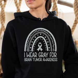 Brain Tumor Awareness Hoodie, Brain Tumor Survivor, Brain Tumor Warrior, Brain Tumor Gift, Brain Tumor Ribbon, Support Squad, Squad Grey Day