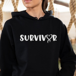 Brain Tumor Awareness Hoodie, Brain Tumor Survivor, Brain Tumor Warrior, Brain Tumor Gift, Brain Tumor Ribbon, Brain Tumor Support, Grey Day