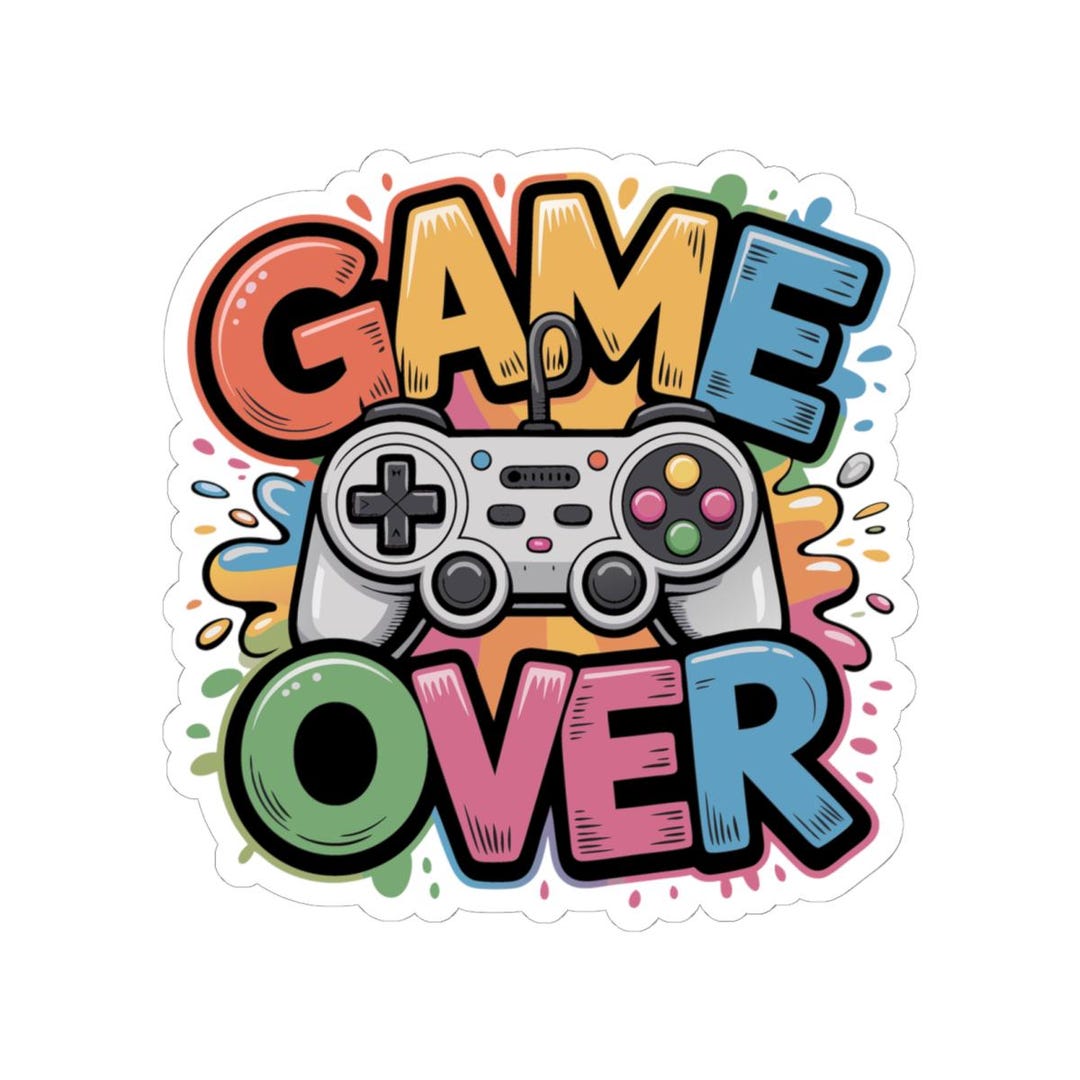 Colorful Gaming Stickers, Game Over Stickers, Fun Video Game Decals ...