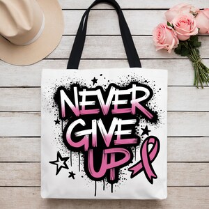 Breast Cancer Love Tote Bag, Gift For Cancer Survivor, Breast Cancer Awareness Travel Bag, Cancer Nurse Work Bag, Pink Ribbon Gift