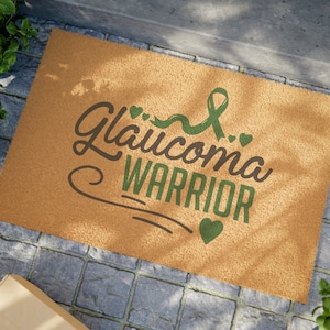 Glaucoma Awareness Door Mat, Glaucoma Doormat, Eye Health Front Door Mat, Cancer Warrior Family Door Mat, Green Ribbon, Glaucoma Doctor Gift