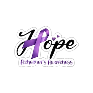 Alzheimer bewustzijn sticker, sticker engelenvleugels, ziekte van Alzheimer, paars lint, Alzheimer laptop sticker, laptop sticker, Tumbler sticker
