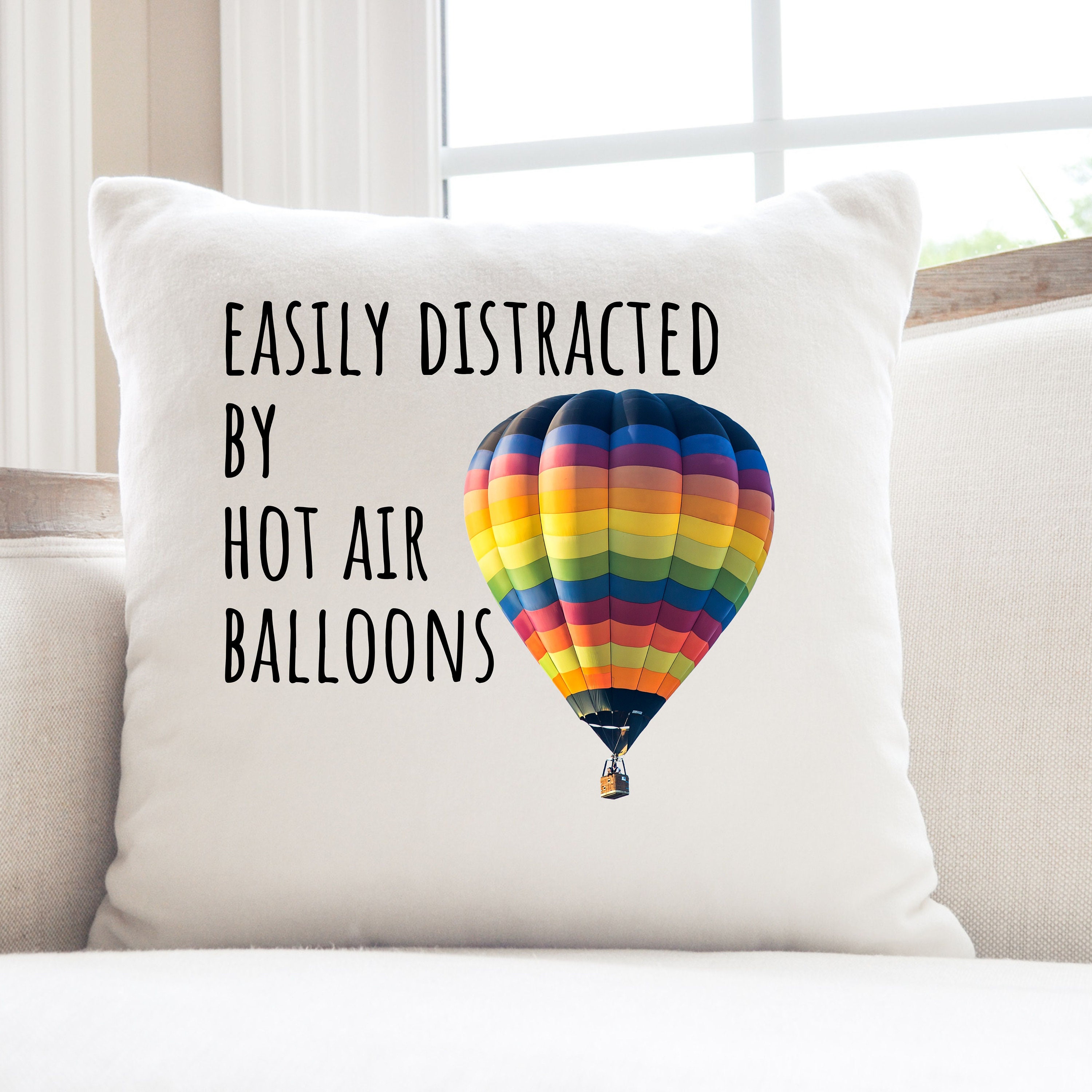 Hot Air Balloon Pillow Easily Distracted By Hot Air Balloons Pillow Festival Gift Women Balloon Festival Gift