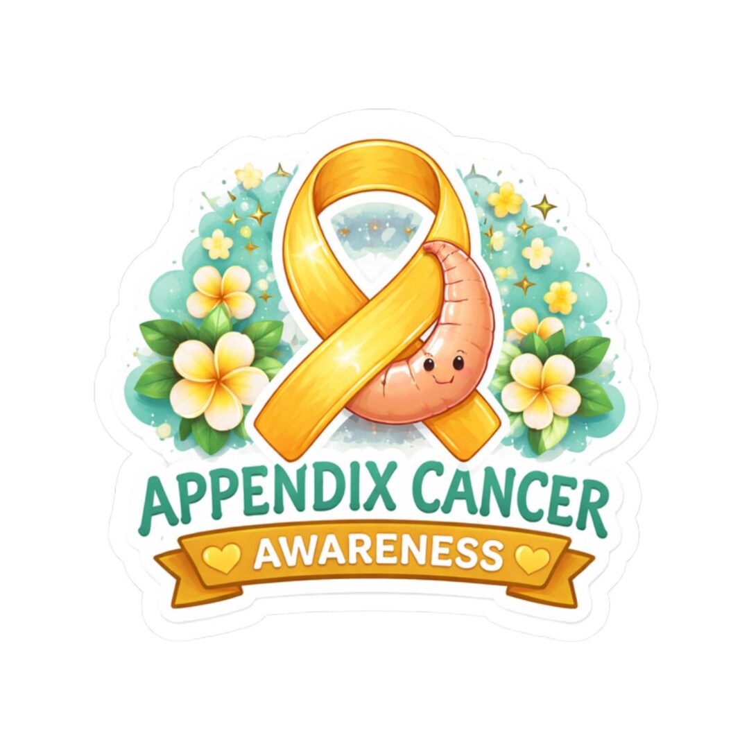 Appendix Cancer Awareness Ribbon Sticker | Kiss-cut Sticker - Etsy