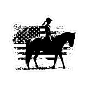 Rustic Cowgirl Stickers, American Flag Decor, Horse Lover Gift, Western Stickers, Vintage Ride Sticker, Horse Lover Gift, Water Bottle