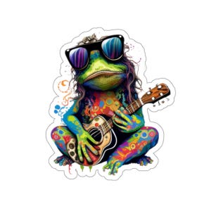 Funny Frog Sticker, Cute Frog Stickers, Water Bottle Sticker, Frog Lover Sticker, Froggy Sticker, Sticker For Laptop, Funny Hippie Sticker