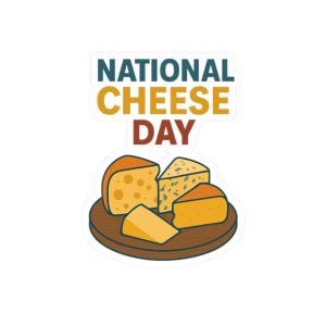 Sticker fête du fromage, fête de juin, cadeau gourmand, déco vacances d'été, sticker amateur de produits laitiers