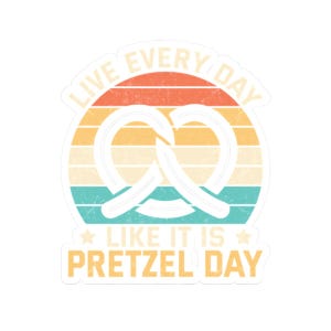 Stickers bretzel, cadeau amusant pour les gourmands, célébration du 26 avril, design délicieux de bretzel, mignon petit amateur de cuisine, autocollant amateur de collations, amateur de bretzel