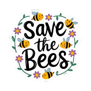 National Pollinators Month Sticker, Save the Bees Decal, Bumblebee Honeycomb Label, Environmental Awareness Gift, Gardening Decoration