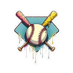 Baseball Ice Cream Drip Sticker: Sports Vinyl Decal
