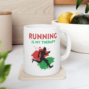 Marathon Mug, Running Is My Therapy, Runner Gift, Running Gift, Triathlon Mug, Running Mug, Runner Mug