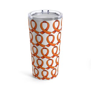 Orange Ribbon Leukemia Cancer Awareness Cancer Survivor Tumbler, Cancer Squad Gift, Kidney Cancer Tumbler Gift, Cancer Patient Gift