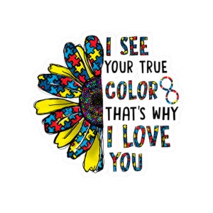 Rainbow Autism Awareness Kiss-Cut stickers, ware kleuren oneindig ontwerp, laptopsticker, waterflesetiket, cadeau voor ouders met speciale behoeften
